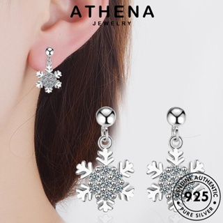 ATHENA JEWELRY ต่างหู ต้นฉบับ 925 ห่วง มอยส์ซาไนท์ไดมอนด์ Silver หนีบ แฟชั่น เกล็ดหิมะ เงิน เครื่องประดับ ผู้หญิง ตุ้มหู แท้ เครื่องประดับ เกาหลี E827