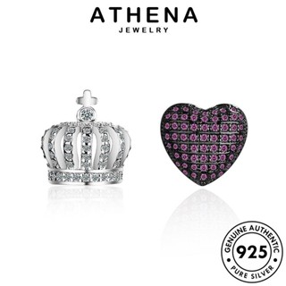 ATHENA JEWELRY มอยส์ซาไนท์ ห่วง 925 ต่างหู ไดมอนด์ เกาหลี โกลด์ หนีบ มงกุฎรูปหัวใจ ผู้หญิง แท้ ตุ้มหู ต้นฉบับ เครื่องประดับ เครื่องประดับ แฟชั่น Silver เงิน E830