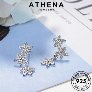 ATHENA JEWELRY Silver ห่วง 925 เงิน ผู้หญิง เกาหลี เครื่องประดับ ตุ้มหู ไดมอนด์ ต้นฉบับ แท้ โกลด์ หนีบ ดอกไม้ แฟชั่น มอยส์ซาไนท์ เครื่องประดับ ต่างหู E838