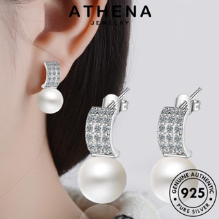 ATHENA JEWELRY ตุ้มหู ห่วง Silver เครื่องประดับ ไข่มุก แฟชั่น ต้นฉบับ ต่างหู ผู้หญิง เงิน 925 เครื่องประดับ หนีบ กลม แท้ เกาหลี E844