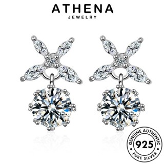 ATHENA JEWELRY เงิน ตุ้มหู หนีบ ห่วง Silver ต้นฉบับ มอยส์ซาไนท์ไดมอนด์ 925 เครื่องประดับ แท้ ดอกไม้ แฟชั่น ผู้หญิง เกาหลี ต่างหู เครื่องประดับ E849