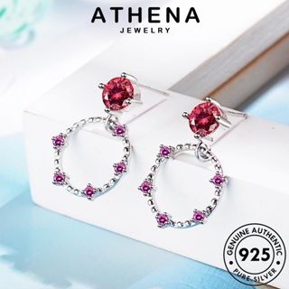 ATHENA JEWELRY ต้นฉบับ Silver แท้ เกาหลี ห่วง ต่างหู เงิน ตุ้มหู เครื่องประดับ หนีบ แฟชั่น 925 เครื่องประดับ วงกลม ผู้หญิง ทองทับทิม E803