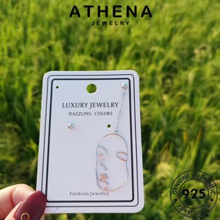 ATHENA JEWELRY แท้ Silver เกาหลี ห่วง ตุ้มหู 925 เครื่องประดับ เครื่องประดับ ต้นฉบับ เงิน แฟชั่น ต่างหู ผู้หญิง ใบหน้าของมนุษย์ หนีบ E805