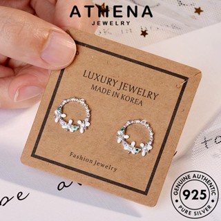 ATHENA JEWELRY ต้นฉบับ โกลด์ แท้ เงิน ไดมอนด์ ห่วง ตุ้มหู ต่างหู เครื่องประดับ เครื่องประดับ มอยส์ซาไนท์ แฟชั่น หนีบ ดอกไม้ เกาหลี ผู้หญิง 925 Silver E806