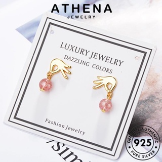 ATHENA JEWELRY ห่วง เครื่องประดับ ตุ้มหู ผู้หญิง 925 แฟชั่น แท้ เกาหลี กลม เครื่องประดับ พิ้งค์ไดมอนด์คริสตัลโกลด์ ต่างหู ต้นฉบับ เงิน Silver หนีบ E809