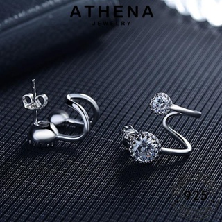 ATHENA JEWELRY กลม ตุ้มหู ต้นฉบับ แท้ Silver เครื่องประดับ เกาหลี มอยส์ซาไนท์ไดมอนด์ 925 ผู้หญิง แฟชั่น เงิน ห่วง หนีบ เครื่องประดับ ต่างหู E891