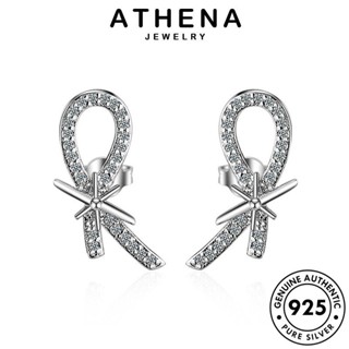 ATHENA JEWELRY แท้ ปีก 925 ผู้หญิง ห่วง เครื่องประดับ แฟชั่น ตุ้มหู โกลด์ ต่างหู เครื่องประดับ Silver เงิน ไดมอนด์ มอยส์ซาไนท์ ต้นฉบับ หนีบ เกาหลี E870