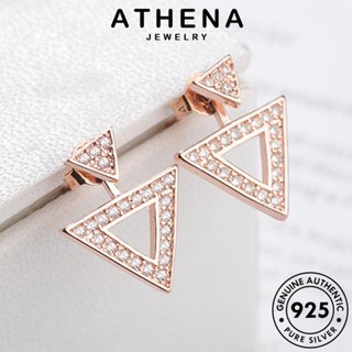 ATHENA JEWELRY ต่างหู โกลด์ สามเหลี่ยม แท้ เครื่องประดับ ต้นฉบับ เงิน ตุ้มหู หนีบ ผู้หญิง 925 ห่วง มอยส์ซาไนท์ ไดมอนด์ เกาหลี Silver เครื่องประดับ แฟชั่น E874