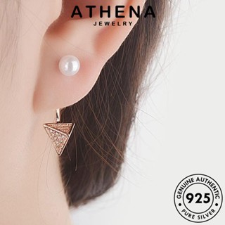 ATHENA JEWELRY 925 ตุ้มหู ต่างหู เครื่องประดับ เครื่องประดับ เกาหลี ห่วง แฟชั่น Silver สามเหลี่ยม ต้นฉบับ เงิน ผู้หญิง แท้ ไข่มุกทอง หนีบ E875