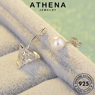 ATHENA JEWELRY ไข่มุก ผู้หญิง เครื่องประดับ เครื่องประดับ เงิน ต่างหู ตุ้มหู แฟชั่น Silver เกาหลี ต้นฉบับ สามเหลี่ยม แท้ หนีบ 925 ห่วง E920