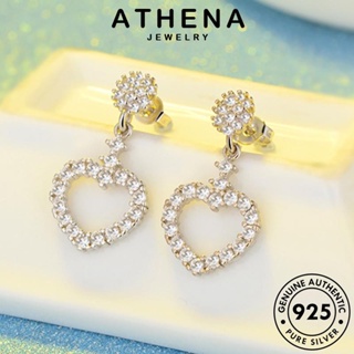 ATHENA JEWELRY เกาหลี แฟชั่น หนีบ เครื่องประดับ Silver มอยส์ซาไนท์ไดมอนด์ ห่วง 925 เงิน ต้นฉบับ เครื่องประดับ กลวงออก ต่างหู ผู้หญิง แท้ ตุ้มหู E921