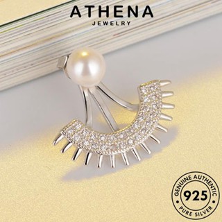 ATHENA JEWELRY ตุ้มหู หนีบ ห่วง 925 เครื่องประดับ แฟชั่น ต้นฉบับ เกาหลี เครื่องประดับ แท้ เงิน ผู้หญิง Silver มอยส์ซาไนท์ไดมอนด์ แฟนครึ่ง ต่างหู E925