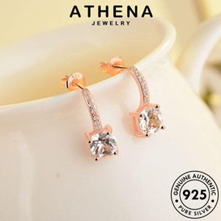 ATHENA JEWELRY ต้นฉบับ เครื่องประดับ แฟชั่น เกาหลี โกลด์ มอยส์ซาไนท์ ต่างหู ห่วง เครื่องประดับ ตุ้มหู ไดมอนด์ แท้ เงิน Silver หนีบ 925 ผู้หญิง สี่เหลี่ยม E926