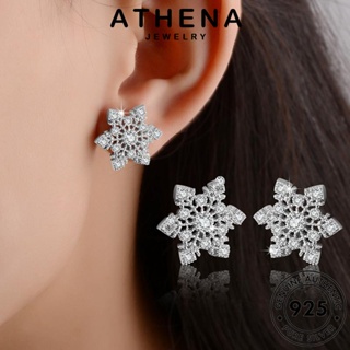 ATHENA JEWELRY ตุ้มหู แฟชั่น เกาหลี ผู้หญิง ต้นฉบับ Silver ต่างหู แท้ เครื่องประดับ เกล็ดหิมะ เครื่องประดับ 925 เงิน มอยส์ซาไนท์ไดมอนด์ หนีบ ห่วง E927