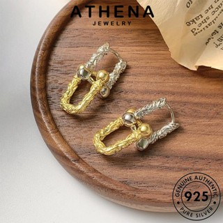 ATHENA JEWELRY ห่วง แฟชั่น Silver ต้นฉบับ เครื่องประดับ 925 การจับคู่สีแบบอาหรับ เงิน เกาหลี ต่างหู ตุ้มหู แท้ ทอง เครื่องประดับ ผู้หญิง หนีบ E1008