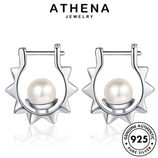 ATHENA JEWELRY ต้นฉบับ ตุ้มหู ต่างหู แฟชั่น 925 เครื่องประดับ หนีบ ผู้หญิง Silver ห่วง ดวงอาทิตย์ เครื่องประดับ เกาหลี เงิน แท้ ไข่มุกทอง E1015