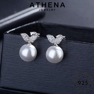 ATHENA JEWELRY 925 แท้ เครื่องประดับ เงิน ตุ้มหู ต่างหู ผู้หญิง Silver ต้นฉบับ เครื่องประดับ แฟชั่น หนีบ ไข่มุก เกาหลี ห่วง ใบไม้ E909