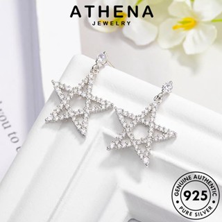 ATHENA JEWELRY ผู้หญิง ต่างหู หนีบ รูปดาวห้าแฉก แฟชั่น ต้นฉบับ เครื่องประดับ 925 เงิน Silver เกาหลี แท้ เครื่องประดับ ห่วง มอยส์ซาไนท์ไดมอนด์ ตุ้มหู E912