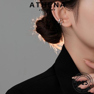 ATHENA JEWELRY แท้ Silver ห่วง 925 แฟชั่น เกาหลี ผู้หญิง เครื่องประดับ ตุ้มหู เครื่องประดับ ต่างหู หนีบ ต้นฉบับ มอยส์ซาไนท์ไดมอนด์ เงิน เรขาคณิต E1024