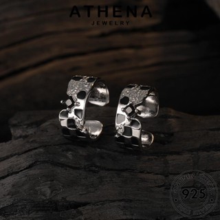 ATHENA JEWELRY ผู้หญิง ต้นฉบับ พื้นผิว ต่างหู เงิน แท้ เครื่องประดับ ห่วง เครื่องประดับ ตุ้มหู แฟชั่น หนีบ แบล็คไดมอนด์ออบซิเดียน เกาหลี Silver 925 E1032