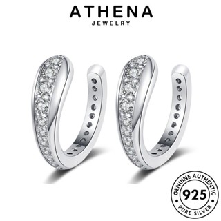 ATHENA JEWELRY แท้ เกาหลี ต้นฉบับ วงกลม แฟชั่น เครื่องประดับ เงิน Silver ห่วง โกลด์ เครื่องประดับ ต่างหู หนีบ ตุ้มหู ไดมอนด์ ผู้หญิง มอยส์ซาไนท์ 925 E1039