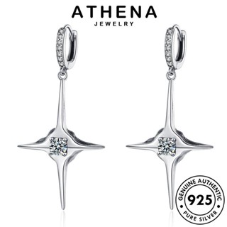 ATHENA JEWELRY 925 แฟชั่น เกาหลี ห่วง ข้าม ตุ้มหู เครื่องประดับ ต่างหู ผู้หญิง มอยส์ซาไนท์ไดมอนด์ เครื่องประดับ เงิน ต้นฉบับ หนีบ แท้ Silver E1040