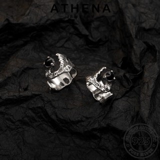 ATHENA JEWELRY ต้นฉบับ เครื่องประดับ แฟชั่น เงิน แบล็คไดมอนด์ออบซิเดียน เครื่องประดับ Silver ผู้หญิง แท้ ต่างหู 925 ตุ้มหู พื้นผิว ห่วง เกาหลี หนีบ E1054