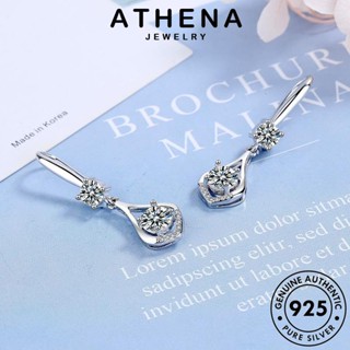 ATHENA JEWELRY แฟชั่น เครื่องประดับ เงิน แท้ ตุ้มหู Silver เครื่องประดับ ต้นฉบับ ทรงหยดน้ำ คริสตัลเพชรสีชมพู หนีบ ต่างหู เกาหลี ผู้หญิง ห่วง 925 E1124