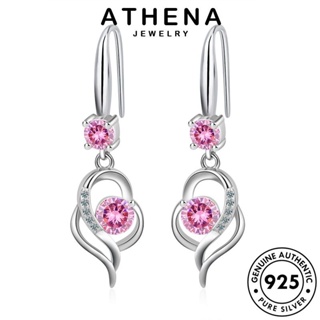 ATHENA JEWELRY แฟชั่น 925 รัก คริสตัลเพชรสีชมพู ต้นฉบับ Silver เครื่องประดับ ห่วง หนีบ ตุ้มหู ต่างหู เงิน เครื่องประดับ แท้ เกาหลี ผู้หญิง E1126