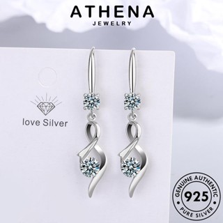 ATHENA JEWELRY ตุ้มหู Silver หนีบ เงิน ต่างหู ผู้หญิง ห่วง แฟชั่น เกาหลี คริสตัลเพชรสีชมพู เครื่องประดับ แท้ ต้นฉบับ กลม เครื่องประดับ 925 E1127