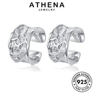 ATHENA JEWELRY แท้ ห่วง 925 เกาหลี แฟชั่น เงิน เครื่องประดับ ต้นฉบับ ลาวาเนื้อผิว ตุ้มหู หนีบ Silver ต่างหู เครื่องประดับ ผู้หญิง E1062