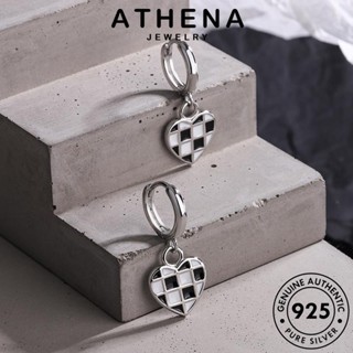 ATHENA JEWELRY 925 แท้ ตุ้มหู เครื่องประดับ ต้นฉบับ ต่างหู แฟชั่น กระดานหมากรุก หนีบ เงิน Silver เกาหลี เครื่องประดับ ผู้หญิง ห่วง E1063