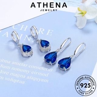 ATHENA JEWELRY รูปร่างลูกแพร์ ห่วง เกาหลี เครื่องประดับ Silver ต่างหู เงิน ผู้หญิง ไพลิน แท้ แฟชั่น ต้นฉบับ ตุ้มหู หนีบ 925 เครื่องประดับ E1068