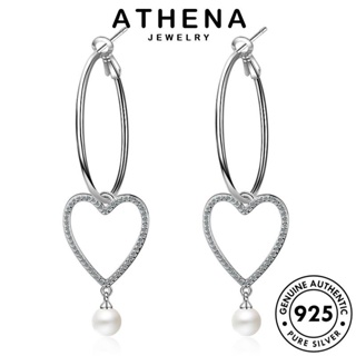 ATHENA JEWELRY มอยส์ซาไนท์ไดมอนด์ ผู้หญิง แฟชั่น แท้ หัวใจ หนีบ เครื่องประดับ ต่างหู ต้นฉบับ เครื่องประดับ เงิน Silver เกาหลี 925 ตุ้มหู ห่วง E1226