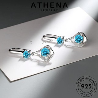 ATHENA JEWELRY ผู้หญิง ตุ้มหู เครื่องประดับ เกาหลี หนีบ แท้ แฟชั่น เครื่องประดับ 925 หยดน้ำ ห่วง คริสตัลเพชรสีชมพู เงิน Silver ต้นฉบับ ต่างหู E1180