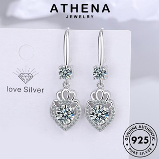 ATHENA JEWELRY คริสตัลเพชรสีชมพู แท้ หนีบ เครื่องประดับ ห่วง ต่างหู ตุ้มหู 925 เกาหลี ผู้หญิง เงิน แฟชั่น Silver เครื่องประดับ ต้นฉบับ รูปร่างลูกแพร์ E1187