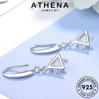 ATHENA JEWELRY Silver สามเหลี่ยม เครื่องประดับ ตุ้มหู ต้นฉบับ ห่วง เงิน มอยส์ซาไนท์ไดมอนด์ 925 แท้ ผู้หญิง เครื่องประดับ ต่างหู แฟชั่น เกาหลี หนีบ E1229