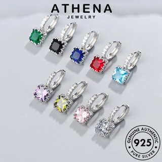 ATHENA JEWELRY เครื่องประดับ หนีบ แท้ เครื่องประดับ เงิน ตุ้มหู Silver สี่เหลี่ยม ผู้หญิง เกาหลี มอยส์ซาไนท์ไดมอนด์ ต่างหู แฟชั่น 925 ห่วง ต้นฉบับ E1265