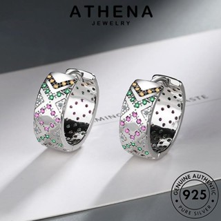 ATHENA JEWELRY แท้ แฟชั่น ห่วง 925 ต่างหู ผู้หญิง เงิน มรกต เครื่องประดับ ดวงตานางฟ้า เกาหลี ต้นฉบับ Silver หนีบ เครื่องประดับ ตุ้มหู E1269