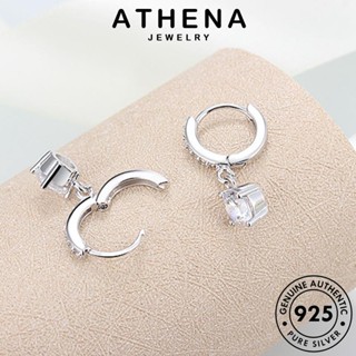 ATHENA JEWELRY ผู้หญิง 925 หนีบ เครื่องประดับ ตุ้มหู แท้ เงิน กลม เกาหลี แฟชั่น ต่างหู Silver ห่วง มอยส์ซาไนท์ไดมอนด์ เครื่องประดับ ต้นฉบับ E1281