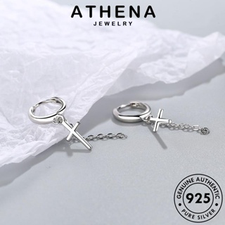 ATHENA JEWELRY เครื่องประดับ เงิน เกาหลี ผู้หญิง 925 เครื่องประดับ ข้ามโซ่ ตุ้มหู แท้ ต่างหู ห่วง แฟชั่น ต้นฉบับ Silver หนีบ E1294