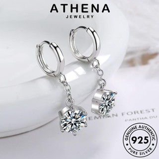 ATHENA JEWELRY ตุ้มหู เงิน 925 แท้ เกาหลี ห่วง ผู้หญิง กลม ต้นฉบับ เครื่องประดับ มอยส์ซาไนท์ไดมอนด์ แฟชั่น หนีบ Silver ต่างหู เครื่องประดับ E1314