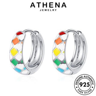 ATHENA JEWELRY ห่วง ต่างหู เครื่องประดับ หนีบ เกาหลี ผู้หญิง 925 ตุ้มหู แท้ Silver แฟชั่น เงิน ต้นฉบับ เครื่องประดับ กระดานหมากรุก E1287