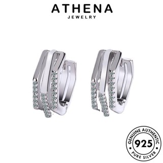 ATHENA JEWELRY ผู้หญิง เกาหลี ต่างหู แท้ Silver มอยส์ซาไนท์ไดมอนด์ เครื่องประดับ 925 เครื่องประดับ หนีบ กลวงออก เงิน ห่วง ตุ้มหู ต้นฉบับ แฟชั่น E1345