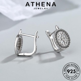 ATHENA JEWELRY มอยส์ซาไนท์ไดมอนด์ ห่วง ตุ้มหู แฟชั่น 925 ต่างหู ต้นฉบับ เครื่องประดับ เกาหลี กลม Silver ผู้หญิง แท้ หนีบ เครื่องประดับ เงิน E1348