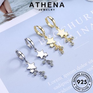 ATHENA JEWELRY ห่วง เกาหลี เงิน โกลด์ ไดมอนด์ เครื่องประดับ ต้นฉบับ 925 ผู้หญิง ตุ้มหู เครื่องประดับ มอยส์ซาไนท์ หนีบ ต่างหู ดาว แฟชั่น Silver แท้ E1350