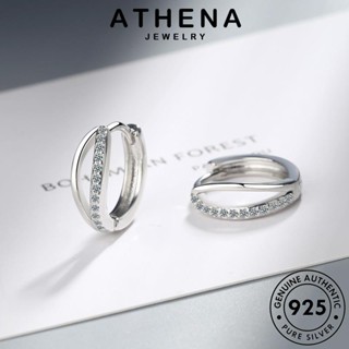 ATHENA JEWELRY เกาหลี เงิน มอยส์ซาไนท์ไดมอนด์ แฟชั่น ต่างหู Silver ต้นฉบับ ผู้หญิง 925 แท้ เครื่องประดับ ห่วง คลื่น หนีบ ตุ้มหู เครื่องประดับ E1351