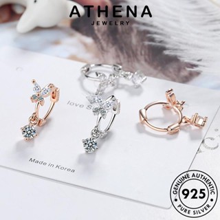 ATHENA JEWELRY หูกระต่าย ห่วง ต้นฉบับ แฟชั่น เงิน ต่างหู ตุ้มหู เครื่องประดับ เครื่องประดับ หนีบ ผู้หญิง เกาหลี แท้ 925 ไดมอนด์ โกลด์ Silver มอยส์ซาไนท์ E1353