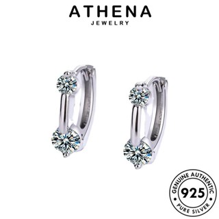 ATHENA JEWELRY วงกลม เกาหลี 925 แท้ เครื่องประดับ ต่างหู ผู้หญิง Silver ห่วง ตุ้มหู เงิน มอยส์ซาไนท์ไดมอนด์ ต้นฉบับ เครื่องประดับ หนีบ แฟชั่น E1374