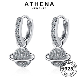 ATHENA JEWELRY ห่วง แฟชั่น หนีบ ตุ้มหู มอยส์ซาไนท์ไดมอนด์ 925 เงิน ต่างหู แท้ Silver เครื่องประดับ เกาหลี ต้นฉบับ ดาวเคราะห์ ผู้หญิง เครื่องประดับ E1327